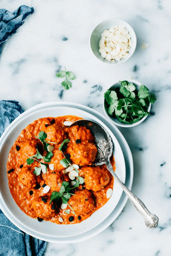 MALAI(PANEER) KOFTA, WITH GARLIC PARSLEY NAAN BREAD