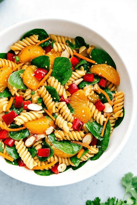 EXOTIC KYOTO SUMMER PASTA SALAD TOSSED WITH A SWEET AND TANGY JAPANESE TERIYAKI GLAZE